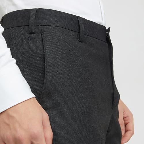 Image of Park Avenue Men Regular Fit Stripe Pattern Poly Viscose Blend Flat Front Formal Trouser
