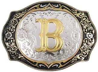 HUABOLA CALYN Western Belt Buckle Initial Letters ABCDMRJ to Z Cowboy Rodeo Small Gold Belt Buckles for Men Women, B, One size