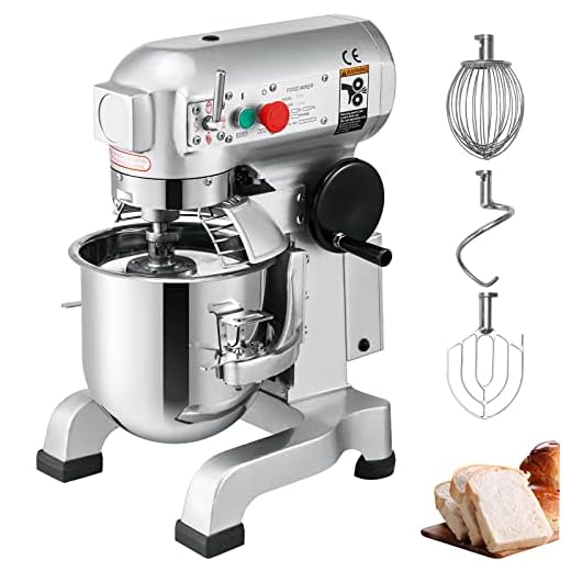 VEVOR Batidora Amasadora repostería Profesional de 3 Velocidades Soporte Comercial Acero Robot de Cocina con Protector para Salpicaduras Batidora de Varillas (20L)