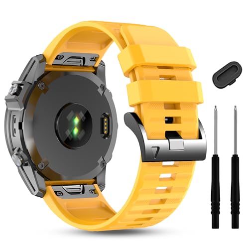 Image of Silicone Band for Garmin Enduro 3 2 /Fenix 8 pro /tactix 8 AMOLED 51mm /Fenix 7X /6X pro sapphire solar /5X plus, 26mm Quickfit Sprot Watch Strap Replacement for Descent Mk2i /3i /epix Pro /quatix 8 51mm