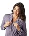Kindred Bravely Clea Maternity Pajamas & Postpartum Lounge Sets for Women, Long Sleeve Nursing Pajamas (Granite with Lilac Piping, Large)
