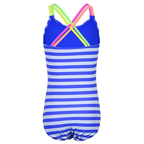 Jimmy Baha·mas Girls 1 Piece Sport Swimsuits With Cross Back Strap Colorful Fish Scales Print And Two Cute Bow Decorations #TOP1