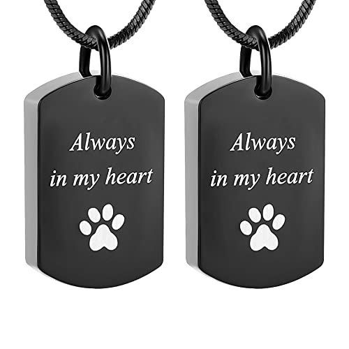Minicremation Cremation Jewelry Urn Necklace for Ashes Always in My Heart Paw Print Keepsake Pendant Locket for Pet Cat's Dog's Ashes
