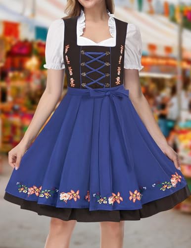 JASAMBAC Women\'s German Dirndl Dress for Halloween Beer Dress Costumes Halloween Size M Color Royal Blue
