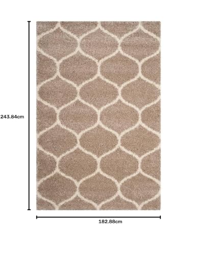 Image of F & B RUGS ; SUPERIOR QUALITY PRODUCTS Firoz and Brothers Handwoven Super Soft Indoor Modern Shag Microfibre Silky Fluffy Smooth 6x8 feet Beige Ivory