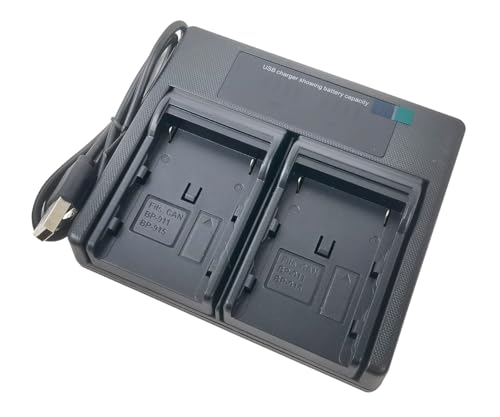 USB Dual Battery Charger for Canon BP-911 BP-915 BP-927 BP-930 BP-941 BP-945 BP-950 BP-950G BP-970 BP-970G XL1 XL1S XL2 XM1 XM2 GL1 GL2 UC-X1Hi UC-X2Hi UC-X30Hi UC-X40Hi UC-X50Hi Series Camera