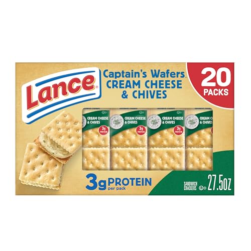Lance Sandwich Crackers, Captain's Wafers Cream Cheese and Chives, 20 Packs, 6 Sandwiches Each