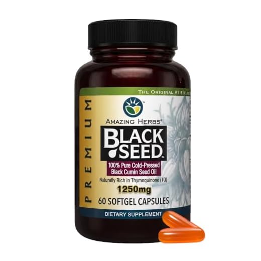 Amazing Herbs Premium Black Seed Oil Capsules - High Potency, Cold Pressed Nigella Sativa Aids in Digestive Health, Immune Support & Brain Function - 60 Count, 1250mg
