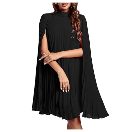 Black Cloak-Sleeve Midi Dress