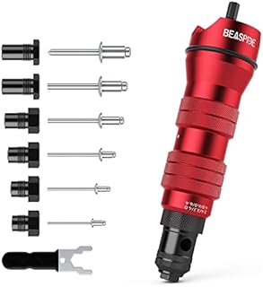 Beaspire Cordless Riveter Adapter, Electric Blind Rivet Drill Adapter Kit 2.4mm-6.4mm, Rivet Attachment Includes 6 Rivet Heads and 30 Blind Rivets, Rugged Carrying Case