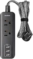 Power Strip Power Bar with 3 USB Charging Ports 2 Outlets, Desktop Charging Station Surge Protector with 5 Ft Braided...