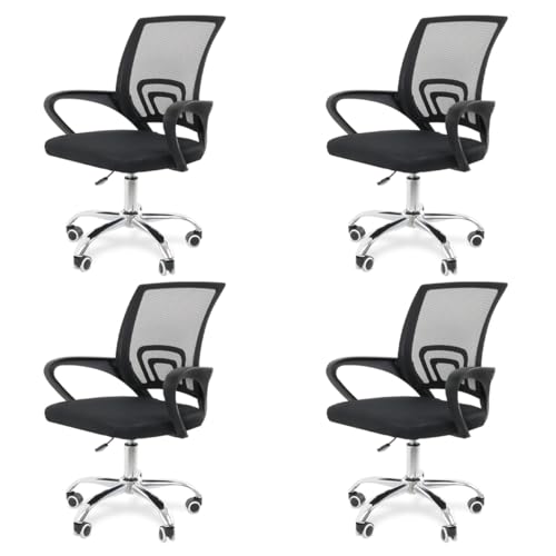 Consejos para Comprar Sillas de Estudio los más recomendados. 43 GAON. Sillas de Oficina Ergonomicas para Escritorio con Respaldo de Tela Transpirable y Soporte Lumbar - Sillas Ejecutivas con Ruedas de Altura Ajustables Negro Set de 4 Sillas.