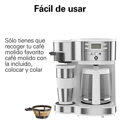 Hamilton Beach - Cafetera con doble sistema de preparación, con taza de viaje, hasta 12 tazas de café, cafetera de… - Imagen 6