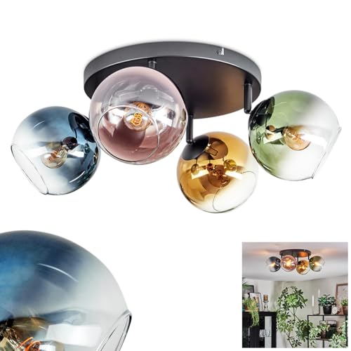 Plafonnier Koyoto boule lumineuse bleu or vert clair cuivré 4 lumières