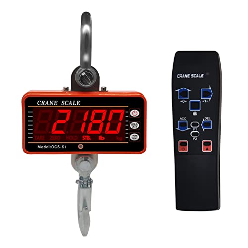 Báscula de grúa, Báscula de grúa 1000 KG 1 tonelada 2000 lb Básculas digitales 500 kg/LCD Alta precisión Industrial Gancho servicio pesado colgante Balanza Uso comercial/industrial(1000KG 2000lb)
