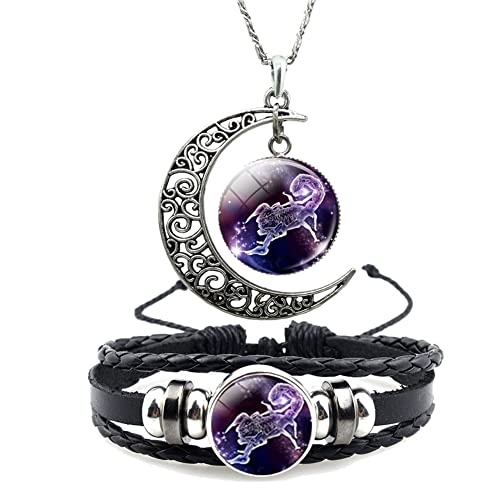 Scorpion Scorpio Constellation Zodiac Necklace Bracelet 12 Constellation Sign Astrology Horoscope Bracelet Necklace for Women Men Jewelry