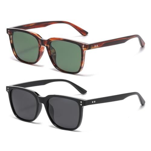 Image of Gleyemor Polarized Mens Square Sunglasses UV400 Protection Sun Glasses | Classic Retro Square Shades for Fashion, Driving Fishing Golf Outdoor Sport Shades