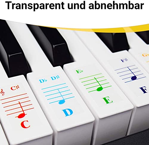 Farbige Klavieraufkleber, farbige Tastaturaufkleber, eine komplette Klaviermusikstunde mit Farbnote, Handbuch 1 und Handbuch 2 für Kinder und Anfangernd