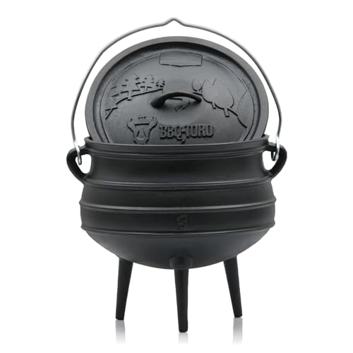 BBQ-Toro Potjie Olla de Hierro Fundido con Patas y Tapa aprox. 8 Litros | Horno Holandés...