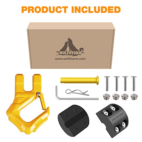 Wolfstorm Steel Heavy Duty Winch Hook With Safety Spring Latch And Winch Cable Hook Stopper,Waterproof Special Design Winch Hook,Yellow #TOP4