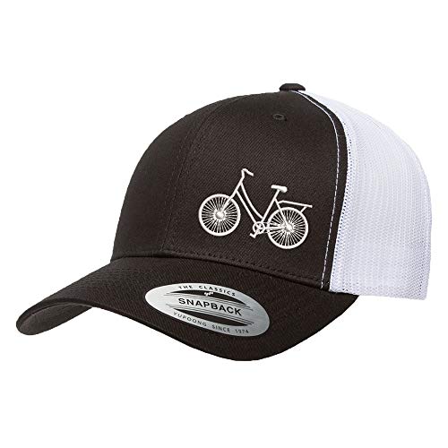Love Sketches Embroidered Bicycle Trucker Cap Black/White