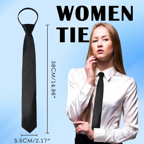 Image of Luckyvestir Womens Tie, Pre Tied Black /Red Ties for Women Adjustable Zipper Womens Necktie