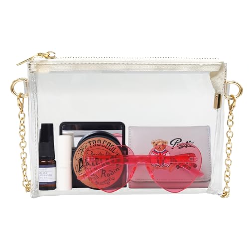 Image of Clear Purse Bags for Stadium Events Clear Stadium Crossbody Bags for Women Shoulder Bag with Adjustable Chain for Concert Sports Events