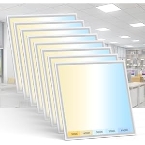AIKVSXER 8 Pack 2x2 LED Flat Panel Light - Selectable 5 CCT 3000K-6500K & 5 Wattage 30-50W 5500Lm 0-10V Dimmable 2x2 led Drop Ceiling Lights 120-277V for Commercial and Home