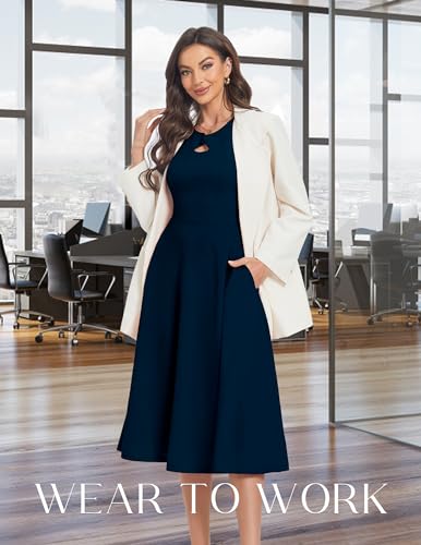 Image of Wedtrend Women's Cocktail Dress with Pockets 1940s Vintage Dress, Midi A-line Church Dresses
