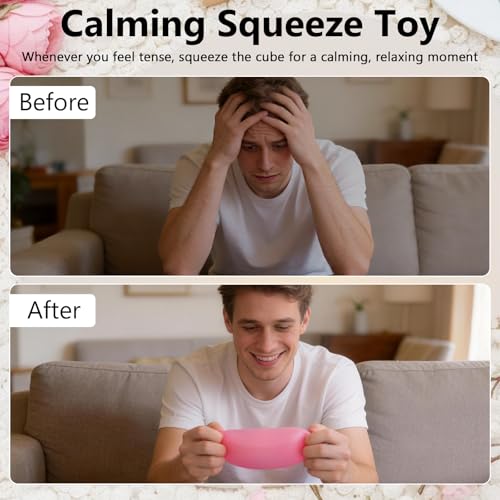GSOOUOLD Squishy Ice Cube Fidget Toy 2.75inch/7cm, Sugar Ball Squishy Cube for Kids Adults, Soft Squishies Stress Relief Sensory Toy for Autism, Classroom Prize Toy Party Favor - Image 6