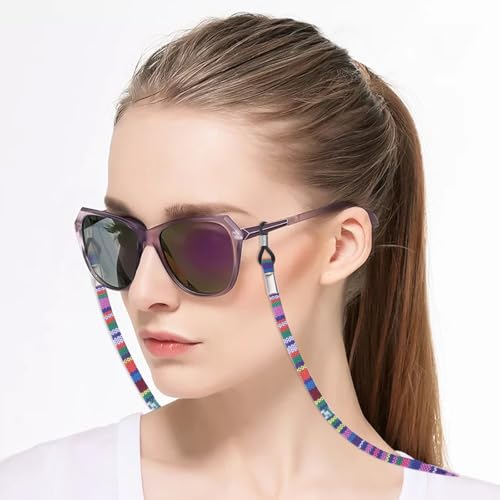 Image of Psyqtsuary Eyeglasses Strap, 12 Pcs Colorful Sunglasses Strap Multicolored Safety Eyeglass Holders Around Neck Vintage Boho Glasses Lanyard for Men and Women
