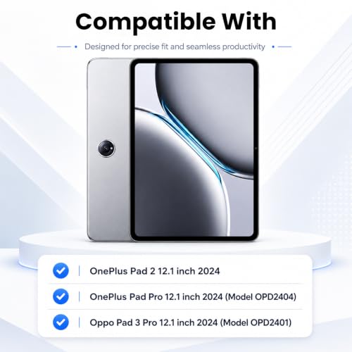 Image of Smart Keyboard Case for OnePlus Pad 2 /Pad Pro / Oppo Pad 3 Pro 12.1 inch Cover Folio Case with Trackpad, 7 Color Backlit, Magnetically Detachable Keyboard, Pen Holder, Rechargeable Protective Cover