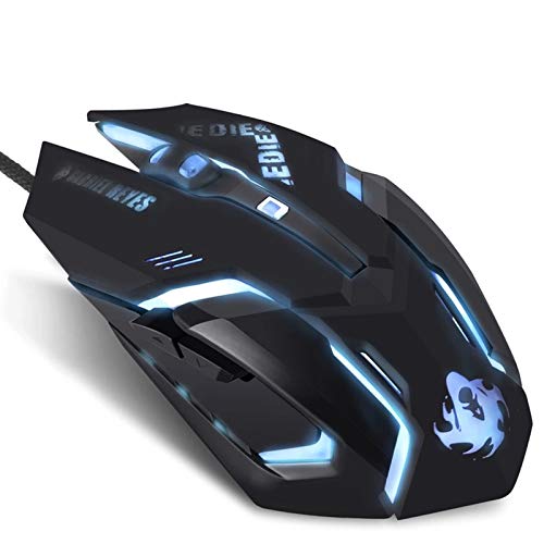 IULONEE Gaming Mouse Wired, USB Silent Mice Comfortable White Backlight Optical Game Mice Ergonomic Full Size Mouse with 3200 DPI and 6 Buttons for PC Computer Laptop Desktop (USB Black)