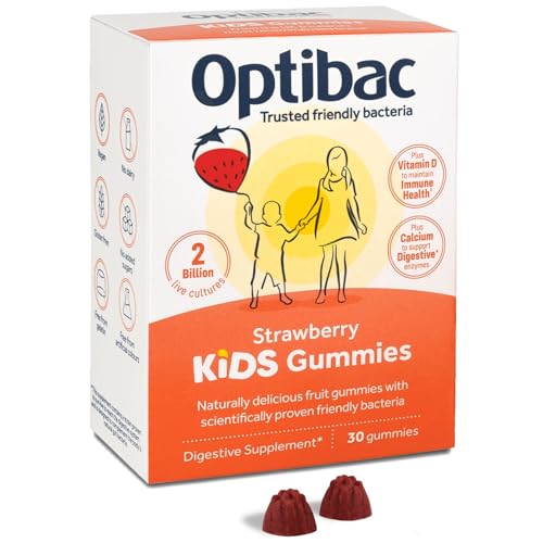 Optibac Kids Probiotic with Vitamin D & Calcium for Immune System Support & Gut Health and 2 Billion Bacterial Cultures - 30 Vegan Gummies