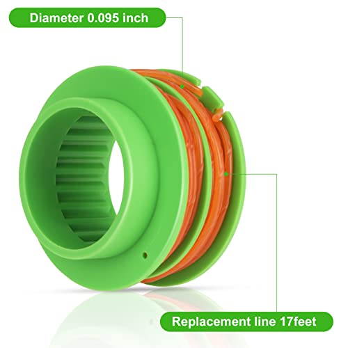 Image of THTEN AS1300 Trimmer Spool Compatible with EGO Power+15 inch ST1502SA,ST1502XY,ST1500XY,ST1504SF,ST1500SF,ST1500F,ST1500-S,ST1500 String Trimmer 0.095 inch Weed Eater Auto-Feed Twist Dual Line 3 Pack