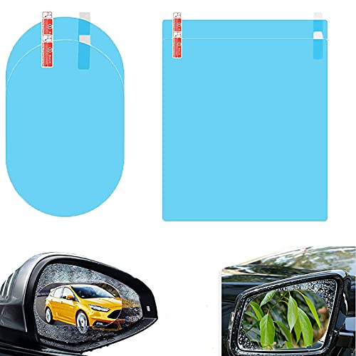 Película Espejo Auto Impermeabl Set Película para Espejo Coche Película Ventana Lateral Antideslumbrante a Prueba Lluvi Película Nano Antiniebla para Camiones, Furgonetas, Motocicletas, 4 Piezas Cover