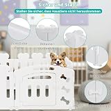 MAMIZO Welpenauslauf 60cm, Laufstall Hund 5+1 PCS Platten, Plastik Welpenlaufstall, Faltbare Hundegitter, Hundezaun mit Tor,Inkl. Saugnäpfe & Erdanker, Hundekäfig für Zuhause und Outdoor, Weiß