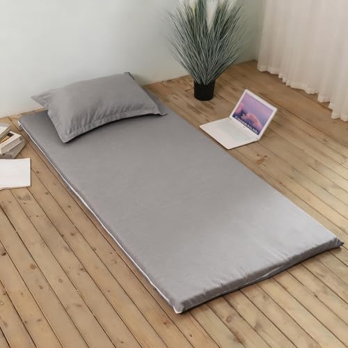 Funda de futón gris de 150x200 cm lavable a máquina para protector de colchón japonés ajustable 2