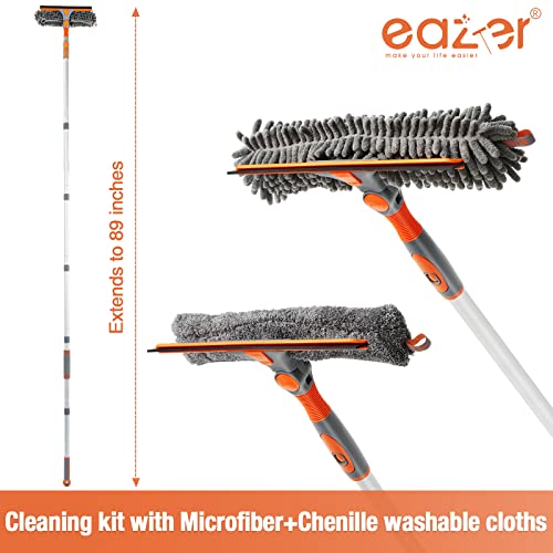 Eazer 89'' Squeegee Window Cleaner 2 in 1 Rotatable Window Cleaning Tool Kit with Extension Pole, Window Washing Equipment with Bendable Head for Indoor/Outdoor Window and Car Glass by eazer - Image 2
