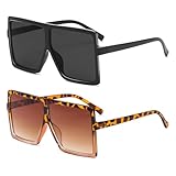 GRFISIA Square Oversized Sunglasses for Women Men Flat Top Fashion Shades