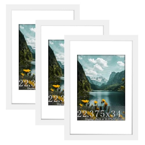 Image of Picrit 22.375x34 White Poster Frame, Picture Frame for Wall, 3 Pack