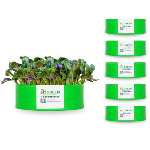 Image of HDPE Grow Bags for Plants 15X6 Inch (Pack of 6) | 260 GSM Heavy Duty UV-Protected Round Green Colour Plant Bags for Terrace and Vegetable Gardening | Strong & Reusable|