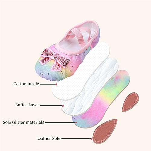 Anproity- Sapatilhas de balé com glitter e sola dividida para meninas, sapatilhas de dança para cria