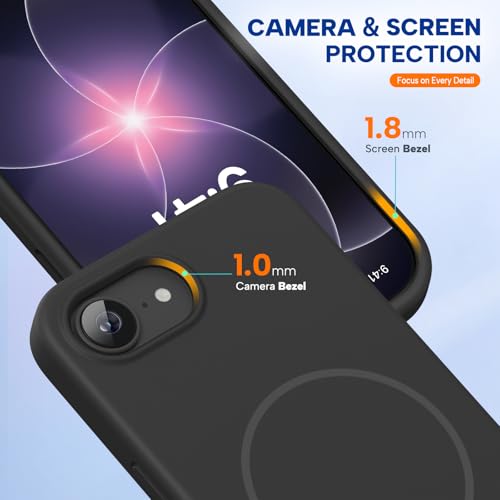 Image of Miracase Magnetic for iPhone 17e Case & iPhone 16e Case, [Soft Anti-Scratch Microfiber Lining], Compatible with MagSafe, Silicone Shockproof Protection Phone Case for iPhone 17 e /16 e, Black