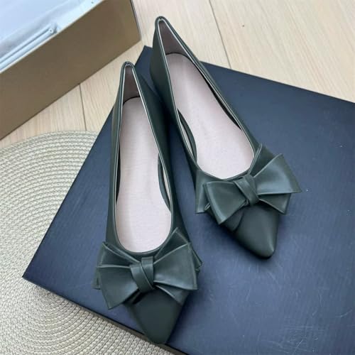 Image of TN TANGNEST Flats Shoes Women Comfort Casual Loafers | Classic Pointed Toe Bowknot Flats Cute Slip On Flats, Wear to Work Travel Walk