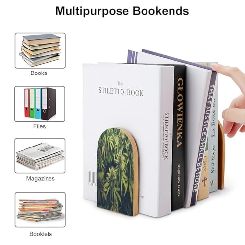 Sujetalibros moderno de madera verde resistente para estanterías y libros 4