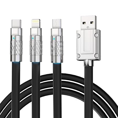 See full amazon price history chart for Muxyyto 3 in 1 Fast Charging Data Cable, 120W Portable Charger Cord with USB Type-C, Light-ning & Micro-USB Port Compatible with SmartPhone, Tab and Other Devices - Black Muxyyto 3 in 1 Fast Charging Data Cable, 120W Portable Charger Cord with USB Type-C, Light-ning & Micro-USB Port Compatible with SmartPhone, Tab and Other Devices - Black (B0D946XD1T) Amazon Price History, Amazon Price Tracker