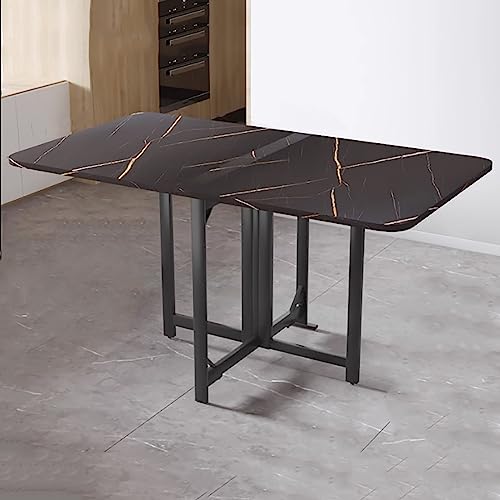 Mesa de comedor plegable, extensión de hojas plegables multiusos, diseño de ahorro de espacio con patas ajustables y dispositivo antivuelco, fácil de desplegar y plegar