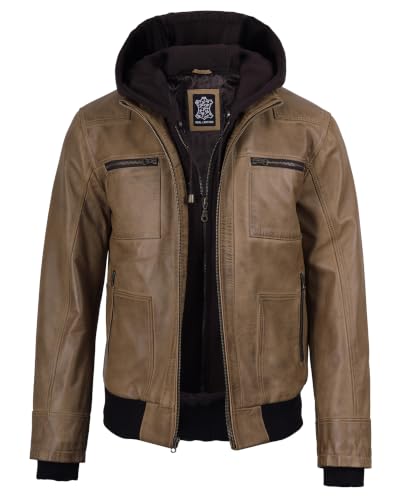 Image of Blingsoul Leather Jacket Men With Detachable Hooded - Real lambskin Leather Jackets For Mens