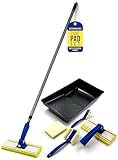 Paint Pad Set with Handle - Paint Pads for Walls and Ceilings - Includes Large, Medium, Small, Triangle, Flat Paint Pads, Telescopic handle for Decorating - Interchangeable Heads